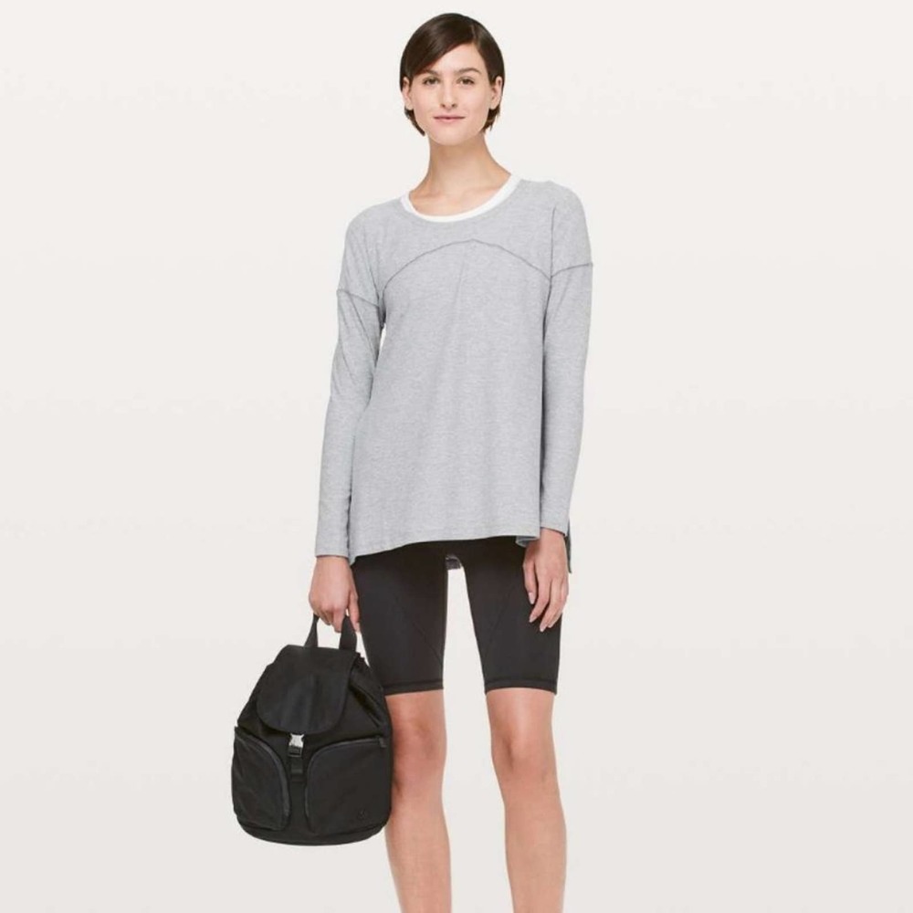 LULULEMON Hit Unwind Long Sleeve Heathered Magnet Grey {D44}